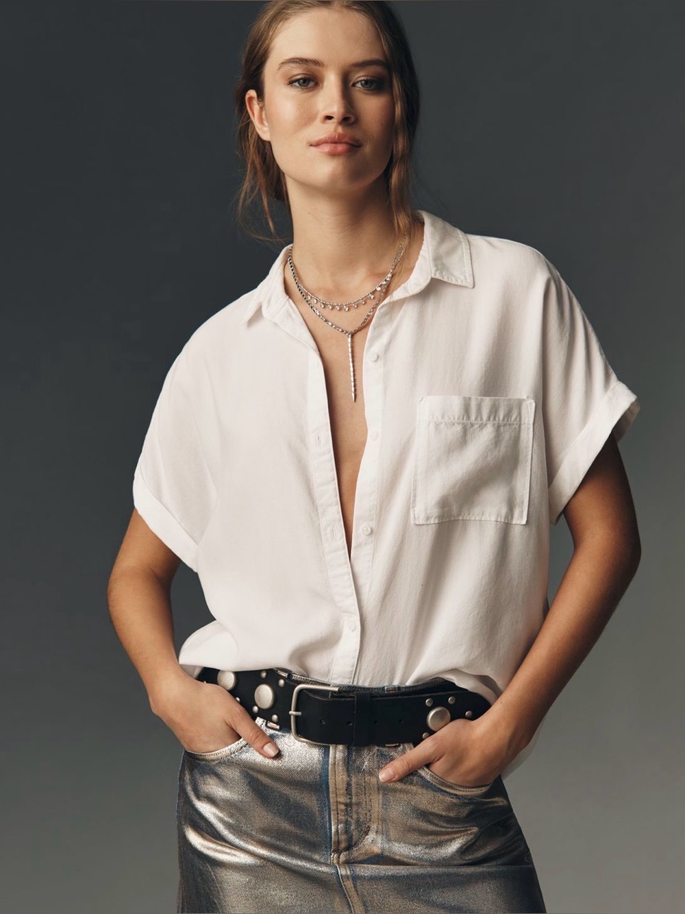 Women’s Large Cloth & Stone Breezy Button Down Shirt; Anthropologie; Gently used